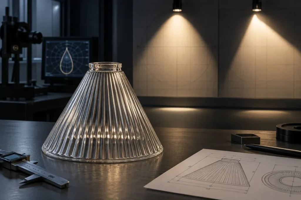 Conical Glass Lamp Shade Design for Beam Shape and Fit