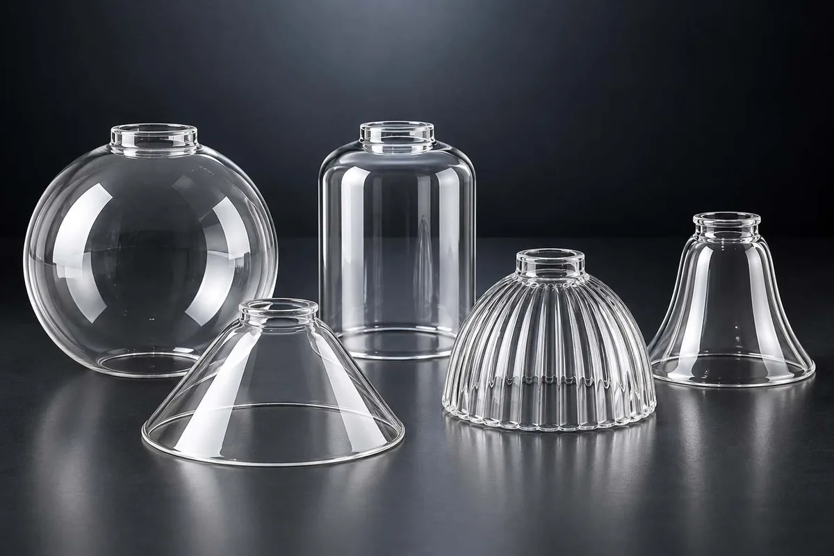 Clear Glass Shade Lineup for custom clear glass lamp shades