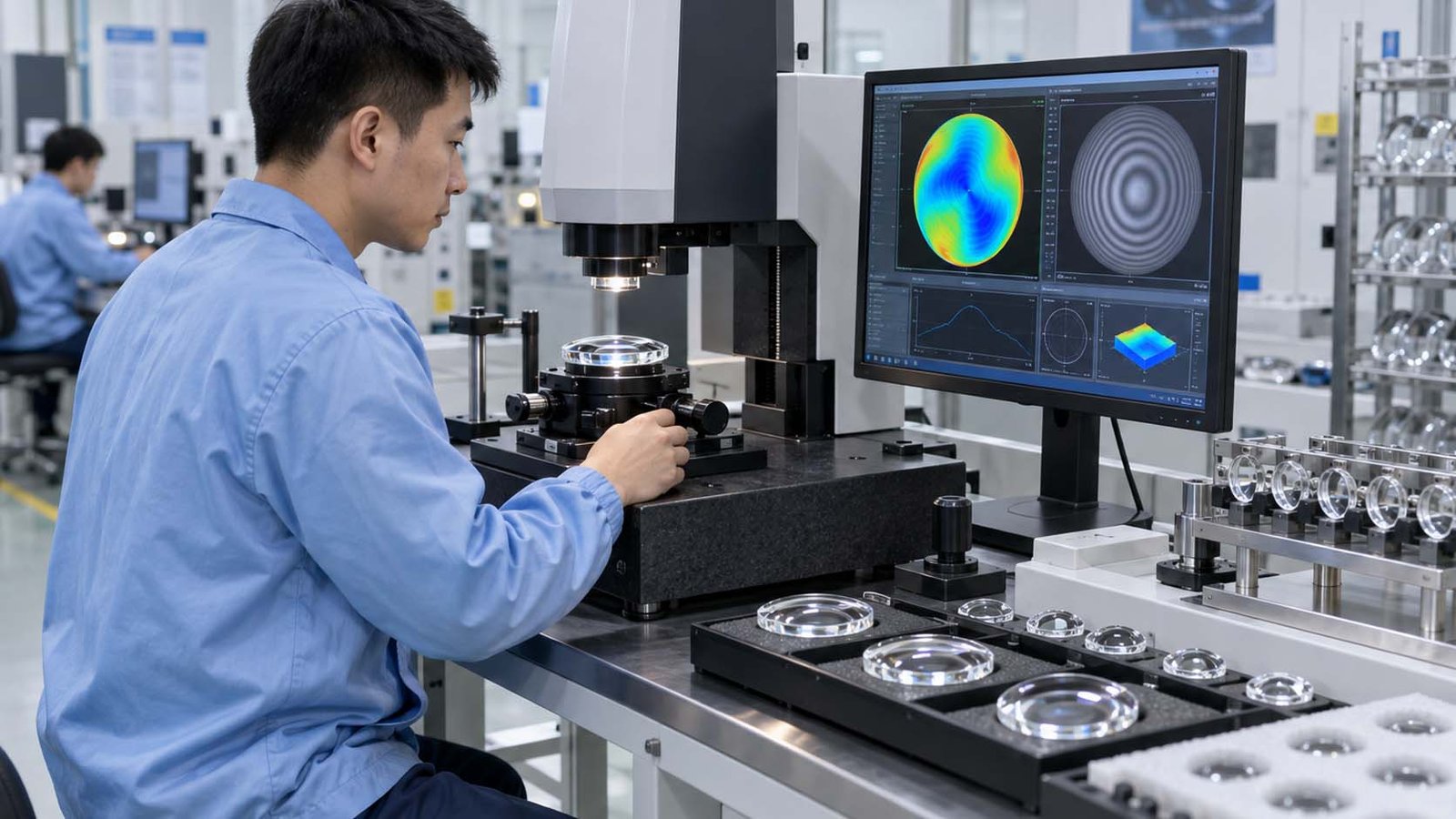 Optical inspection of molded glass lenses